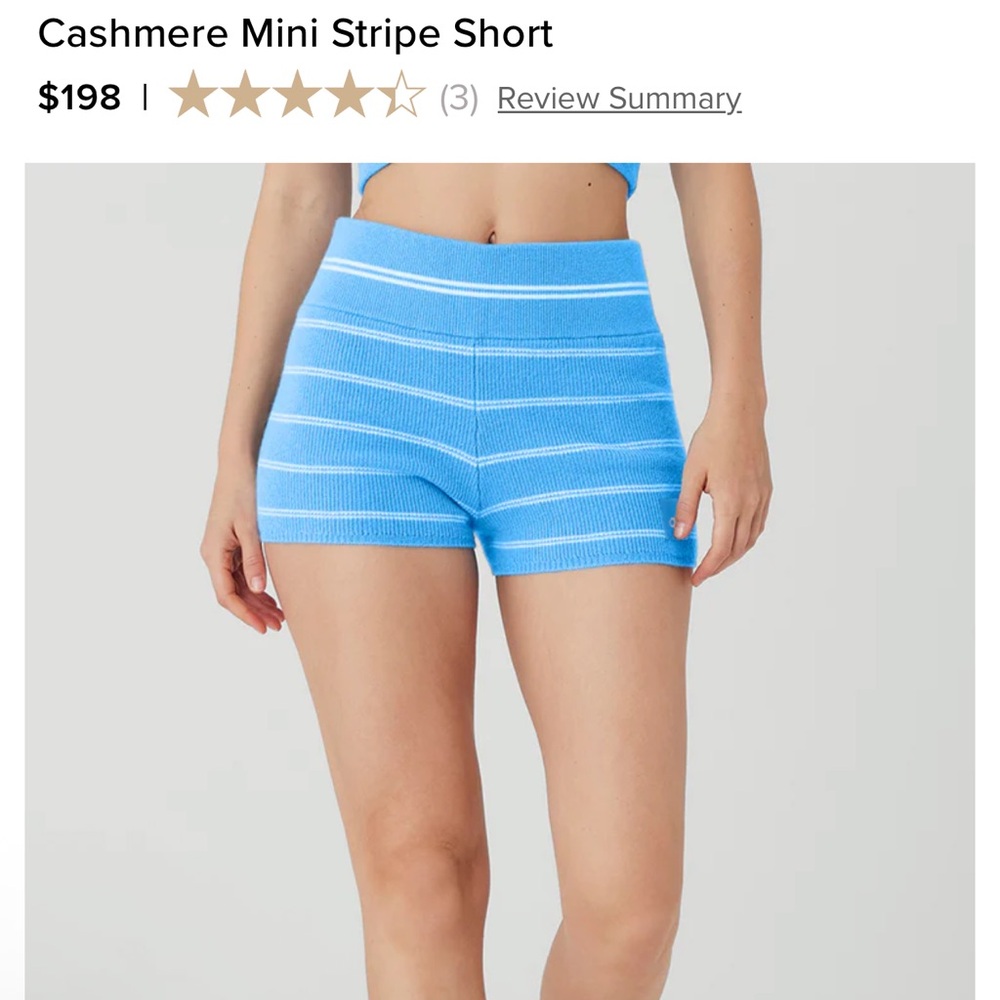 NWT ALO Yoga Cashmere Mini Stripe Azure Halter Top & Shorts Small - Picture 6 of 12